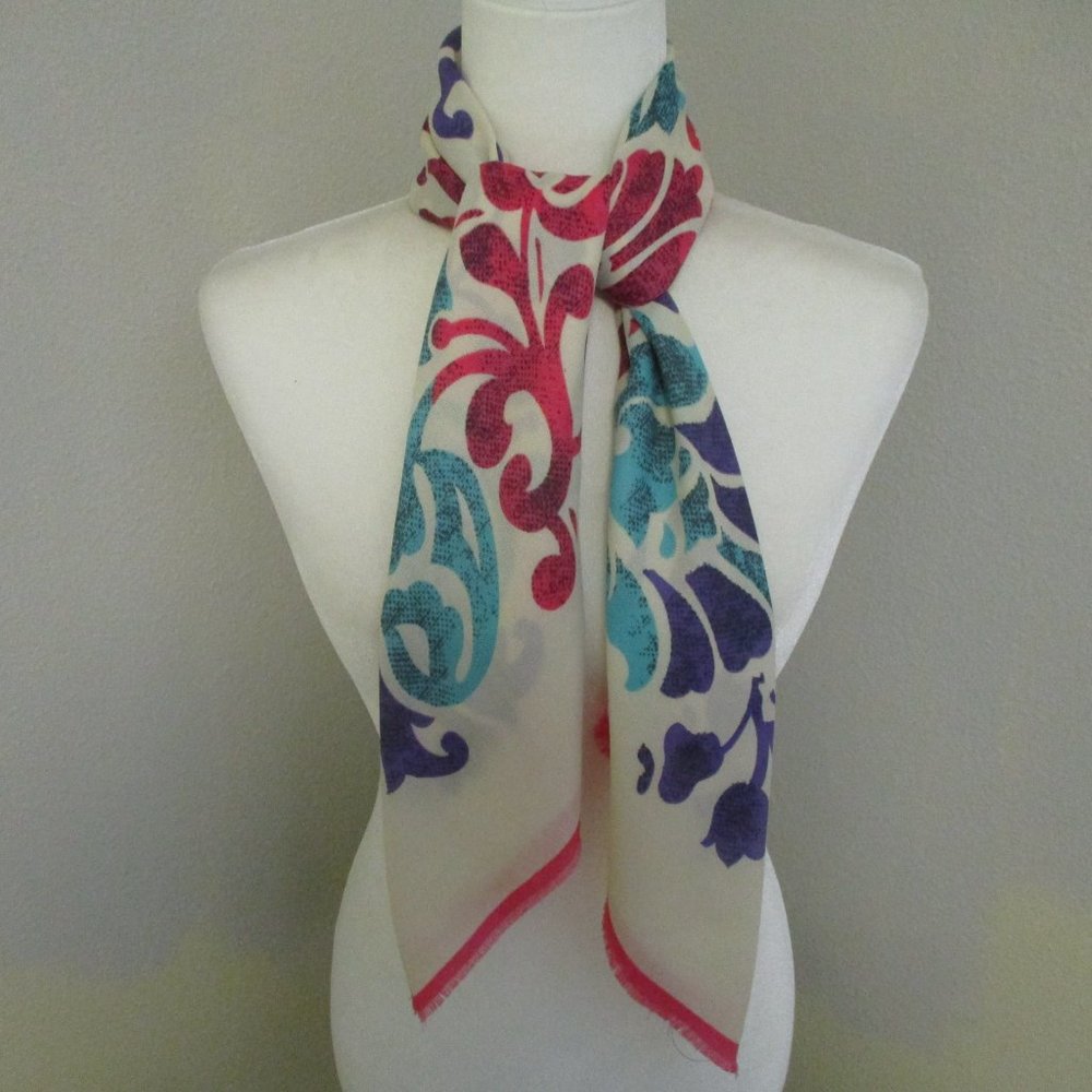 1990s stencil motif teal & pink scarf